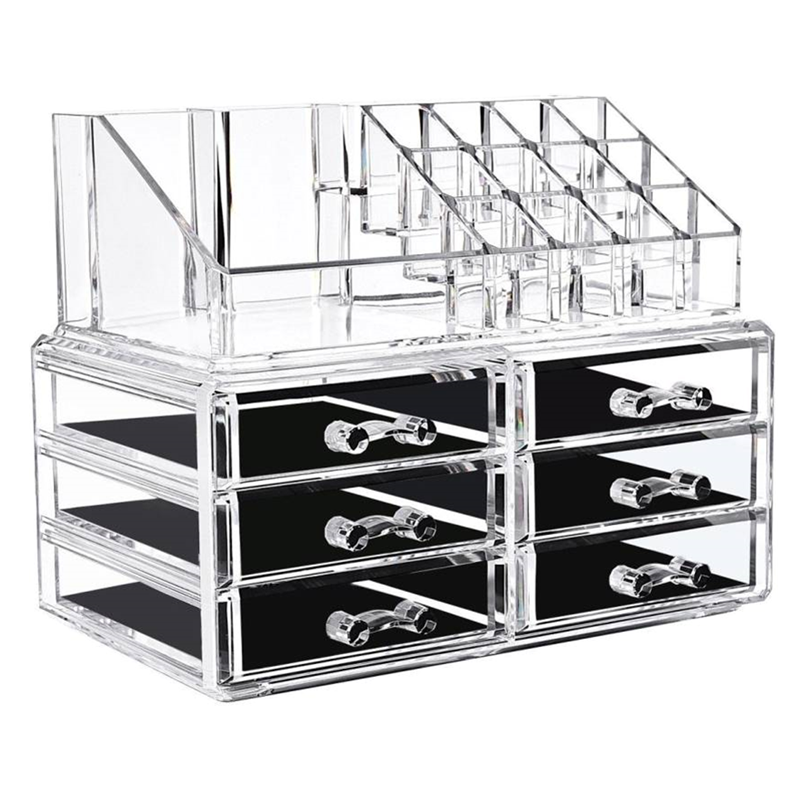 6-Drawer Acrylic Makeup Organizer – Jewelry & Cosmetics Storage Box (Clear Display Case)