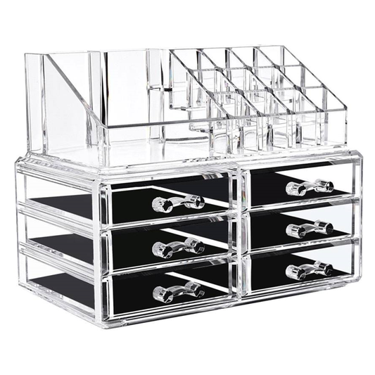 6-Drawer Acrylic Makeup Organizer – Jewelry & Cosmetics Storage Box (Clear Display Case)