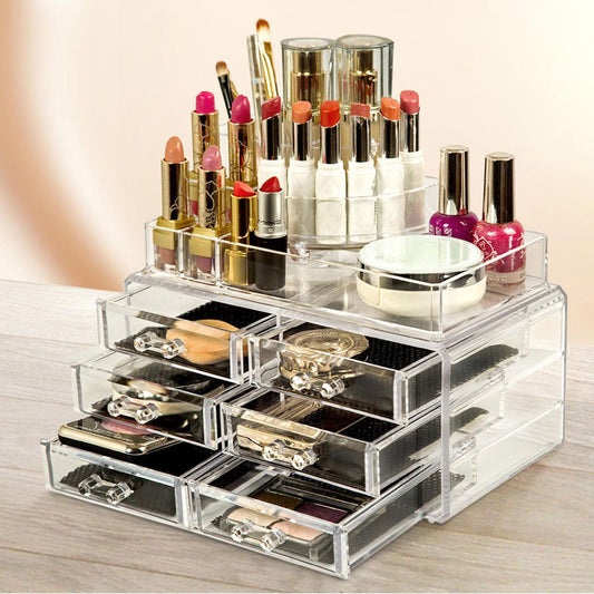 6-Drawer Acrylic Makeup Organizer – Jewelry & Cosmetics Storage Box (Clear Display Case)