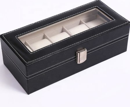 5-Slot Executive PU Leather Watch & Jewelry Display Case