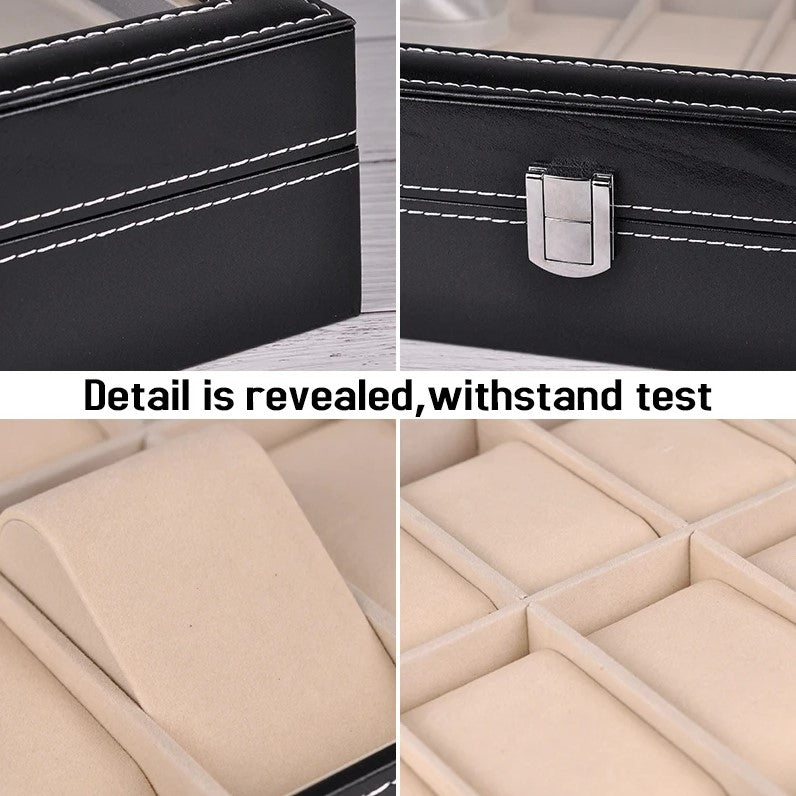 10-Slot Premium Leather Watch Display & Storage Case